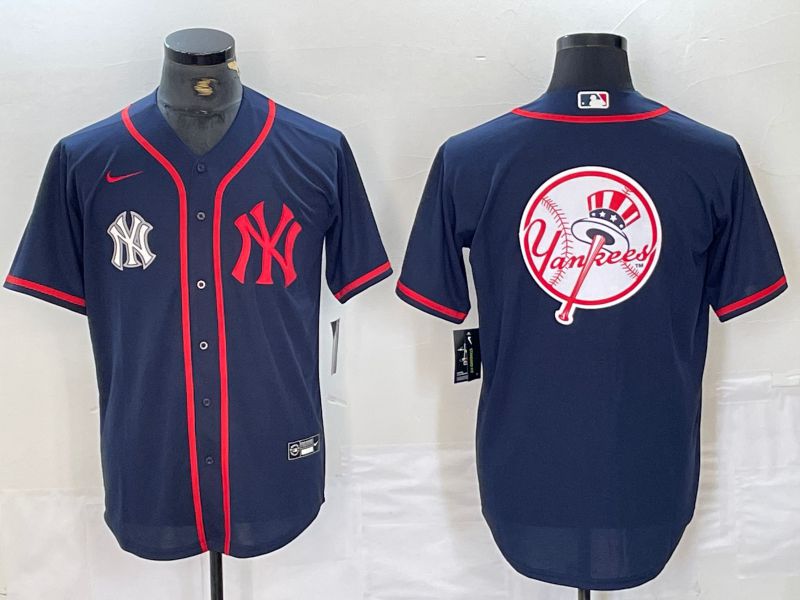 Men New York Yankees Blank Blue Third generation joint name Nike 2024 MLB Jersey style 8->youth mlb jersey->Youth Jersey